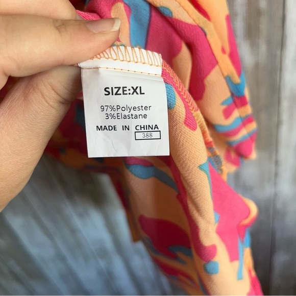 Jodifl Orange Abstract Ruffle Sleeve Neon Blouse - Picture 5 of 5